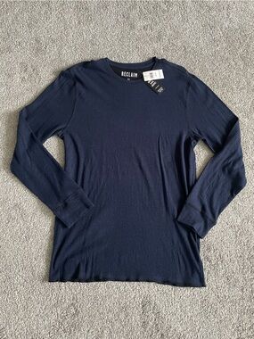 Buckle Reclaim Crewneck Long Sleeve Sweater Navy Blue